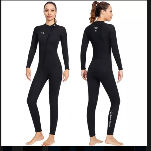 NWT Dive and Sail All Black 3MM Front Zip Full Wetsuit size Large